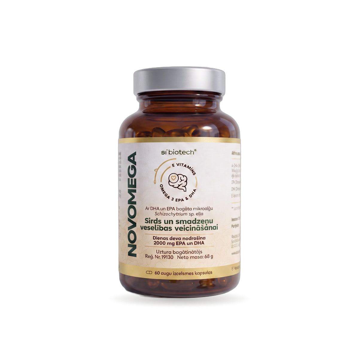 NOVOMEGA — augu izcelsmes Omega-3 no mikroaļģēm, 60 kapsulas
