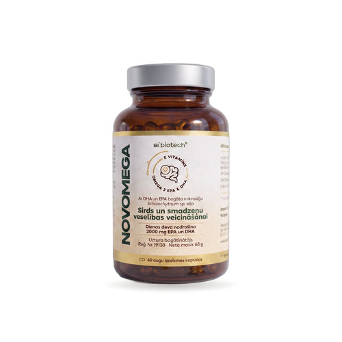NOVOMEGA — augu izcelsmes Omega-3 no mikroaļģēm, 60 kapsulas