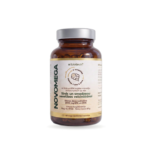 NOVOMEGA — Omega-3 no mikroaļģēm, 60 kapsulas