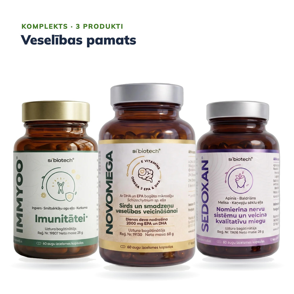 Komplekts «Veselības pamats»: IMMYOO, NOVOMEGA un SEDOXAN
